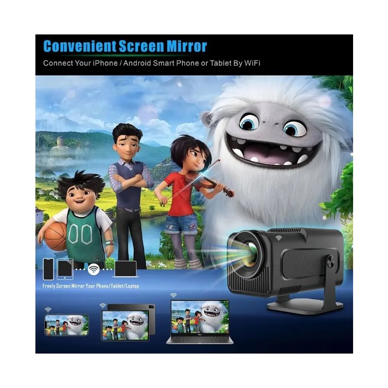 Proiettore HY320 Android 11 4K Nativo 390 ANSI Lumen per Cinema all'Aperto e Intrattenimento Domestico Design Compatto con Dual Wifi6 e Bluetooth 5.0 Esperienza Visiva Coinvolgente