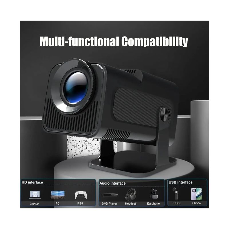 Proiettore HY320 Android 11 4K Nativo 390 ANSI Lumen per Cinema all'Aperto e Intrattenimento Domestico Design Compatto con Dual Wifi6 e Bluetooth 5.0 Esperienza Visiva Coinvolgente