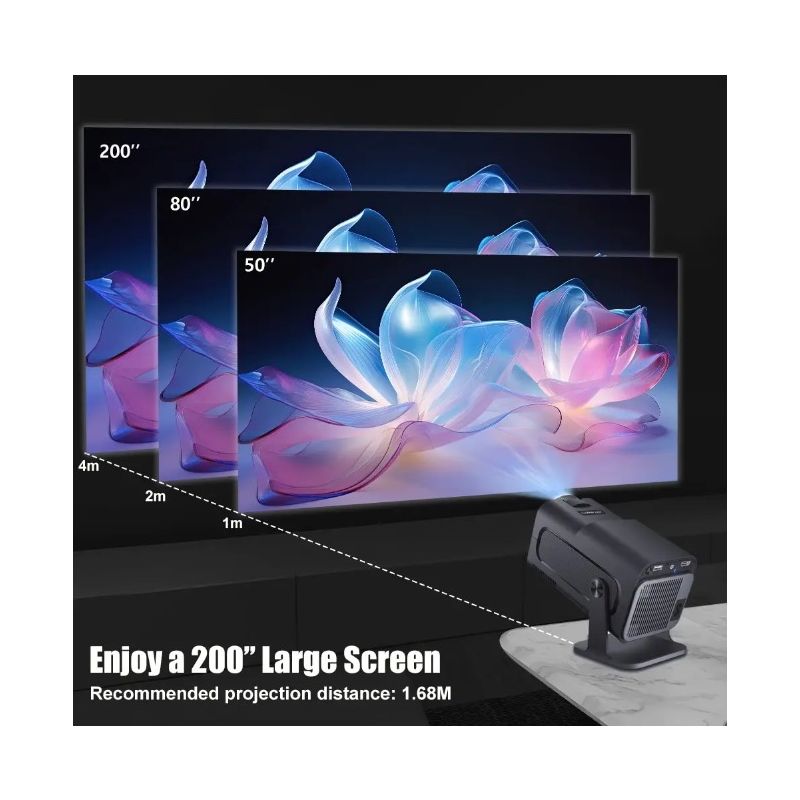 Proiettore HY320 Android 11 4K Nativo 390 ANSI Lumen per Cinema all'Aperto e Intrattenimento Domestico Design Compatto con Dual Wifi6 e Bluetooth 5.0 Esperienza Visiva Coinvolgente