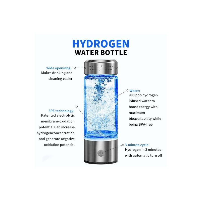 Generatore di Idrogeno Filtro Tazza d'Acqua Ionizzatore Portatile Vetro Borosilicato per Acqua Ricca di Idrogeno Benessere e Salute Cellulare Design Durevole ed Elegante 420ml