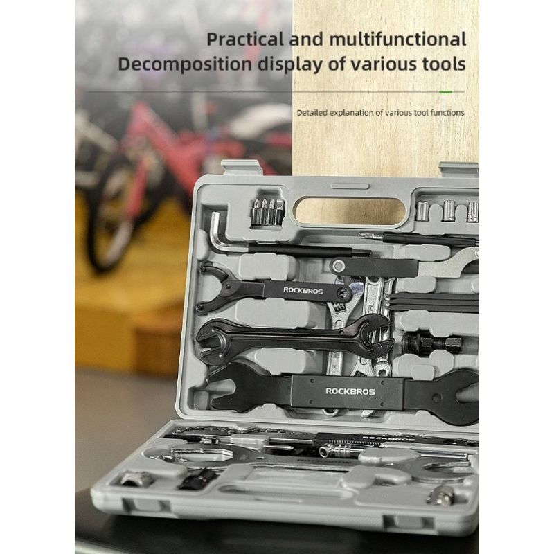 Set Riparazione Bici ROCKBROS strumenti ciclismo professionali acciaio al carbonio essenziale manutenzione compatta ciclisti seri soluzioni riparazione biciclette durevoli