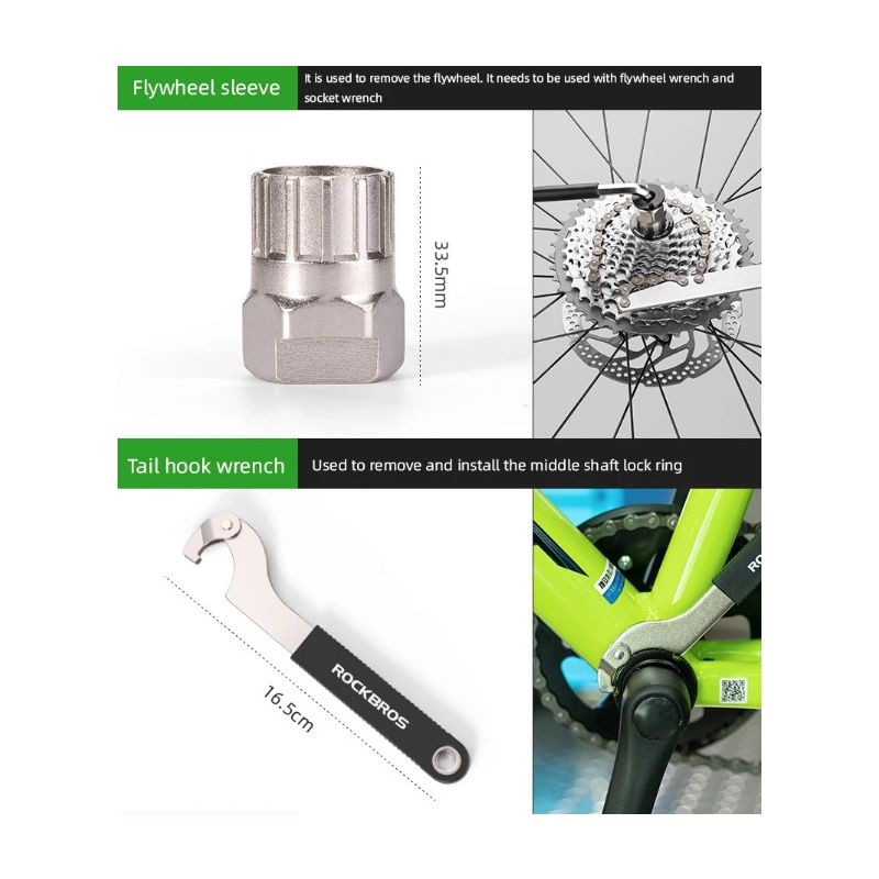 Set Riparazione Bici ROCKBROS strumenti ciclismo professionali acciaio al carbonio essenziale manutenzione compatta ciclisti seri soluzioni riparazione biciclette durevoli