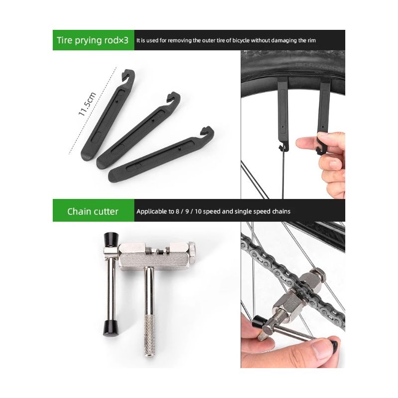 Set Riparazione Bici ROCKBROS strumenti ciclismo professionali acciaio al carbonio essenziale manutenzione compatta ciclisti seri soluzioni riparazione biciclette durevoli