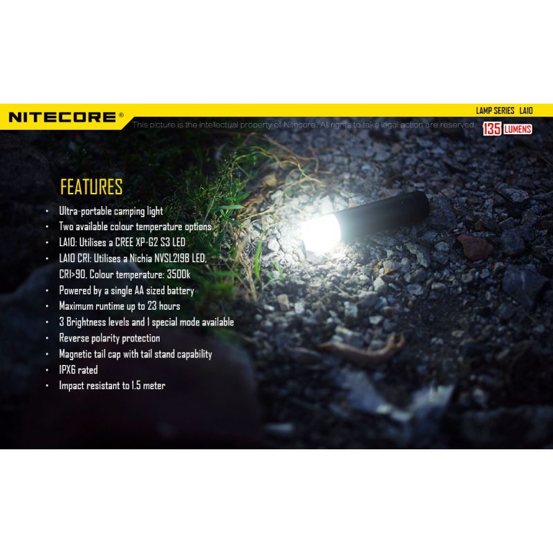 Nitecore LA10 torcia mini EDC con Nichia XP-G2 S3 LED 135 lumen torcia compatta torcia leggera da campeggio design twist-to-activate ideale per outdoor accessorio elegante