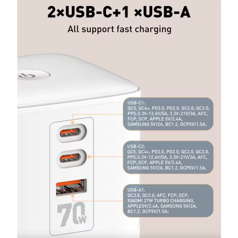 LDNIO Multipresa Verticale 70W: Caricabatterie USB-C/A Universale, Cubo Salvaspazio per Casa/Ufficio