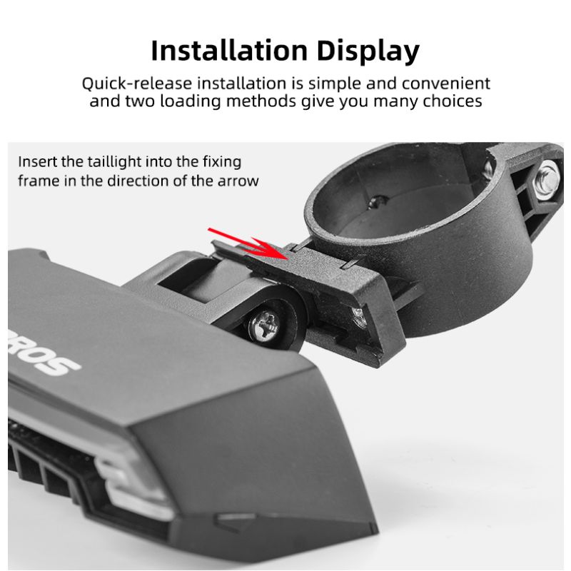 ROCKBROS LKWD-R1 Luce per bici LED USB Smart con telecomando senza fili e laser stradale ideale per ciclismo urbano e mountain biking massima sicurezza e visibilità