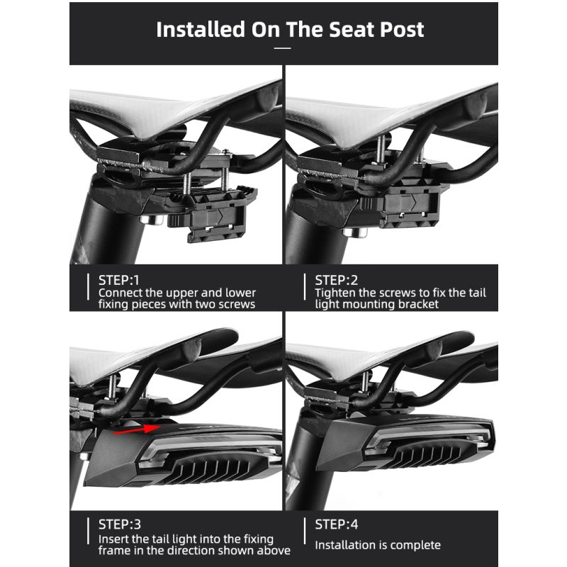 ROCKBROS LKWD-R1 Luce per bici LED USB Smart con telecomando senza fili e laser stradale ideale per ciclismo urbano e mountain biking massima sicurezza e visibilità