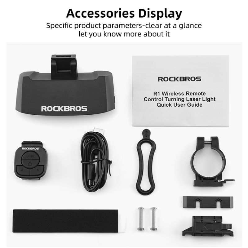 ROCKBROS LKWD-R1 Luce per bici LED USB Smart con telecomando senza fili e laser stradale ideale per ciclismo urbano e mountain biking massima sicurezza e visibilità