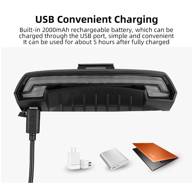 ROCKBROS LKWD-R1 Luce per bici LED USB Smart con telecomando senza fili e laser stradale ideale per ciclismo urbano e mountain biking massima sicurezza e visibilità