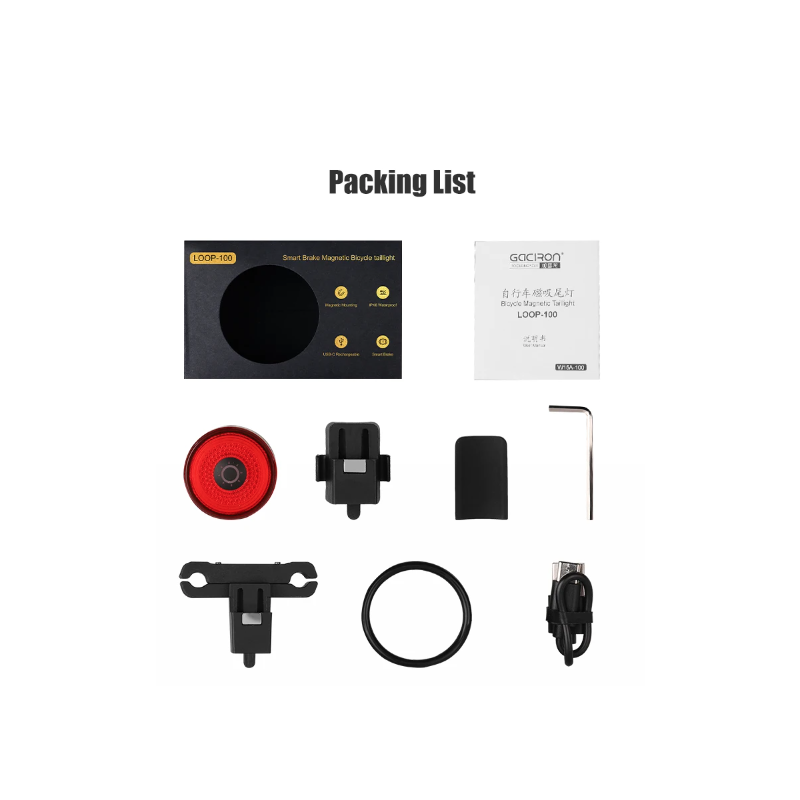 Gaciron LOOP-100 Fanali Posteriori per Bici Alta Luminosità Sensore Freno Design Magnetico in Lega di Alluminio Accessorio Resistente e Leggero per Sicurezza in Ciclismo e Visibilità