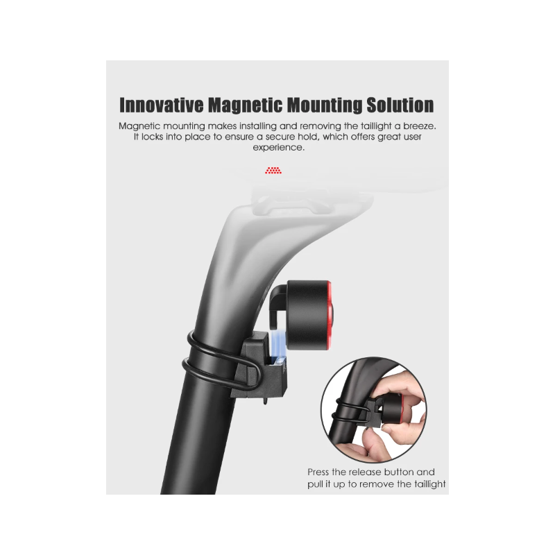 Gaciron LOOP-100 Fanali Posteriori per Bici Alta Luminosità Sensore Freno Design Magnetico in Lega di Alluminio Accessorio Resistente e Leggero per Sicurezza in Ciclismo e Visibilità