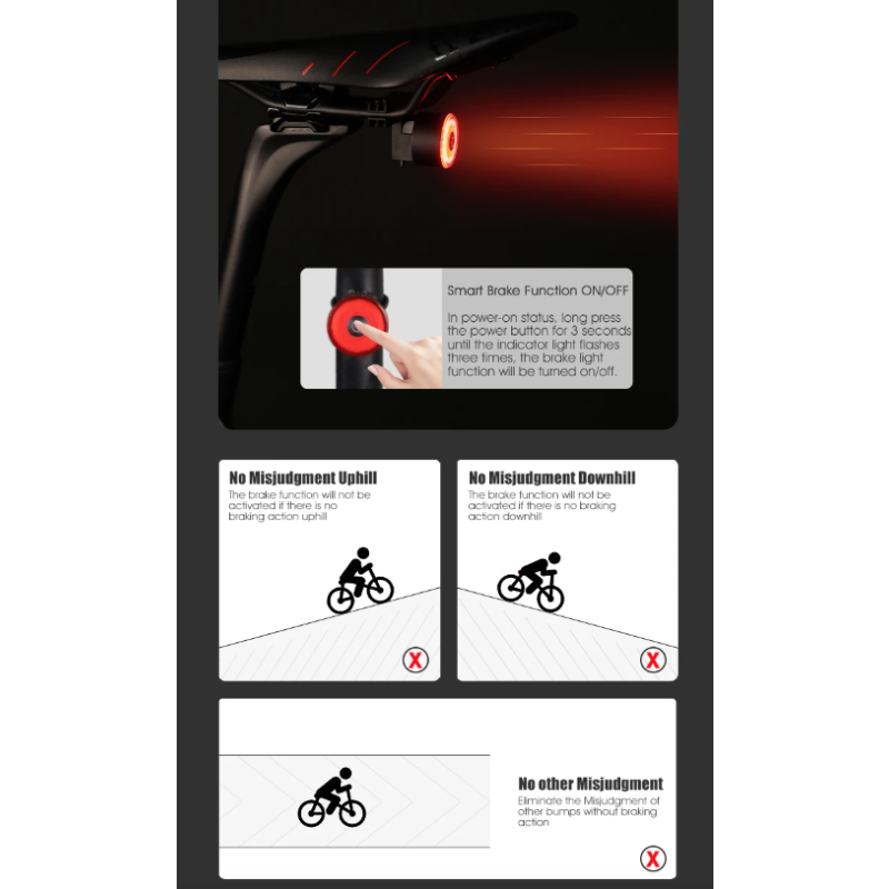 Gaciron LOOP-100 Fanali Posteriori per Bici Alta Luminosità Sensore Freno Design Magnetico in Lega di Alluminio Accessorio Resistente e Leggero per Sicurezza in Ciclismo e Visibilità