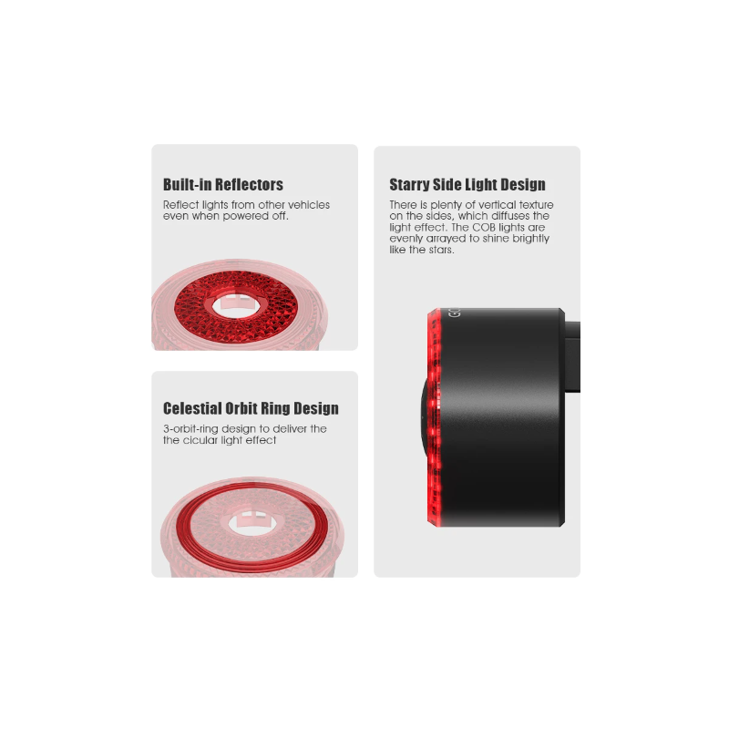 Gaciron LOOP-100 Fanali Posteriori per Bici Alta Luminosità Sensore Freno Design Magnetico in Lega di Alluminio Accessorio Resistente e Leggero per Sicurezza in Ciclismo e Visibilità