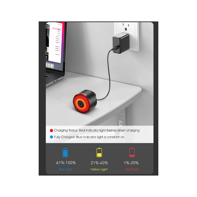 Gaciron LOOP-100 Fanali Posteriori per Bici Alta Luminosità Sensore Freno Design Magnetico in Lega di Alluminio Accessorio Resistente e Leggero per Sicurezza in Ciclismo e Visibilità