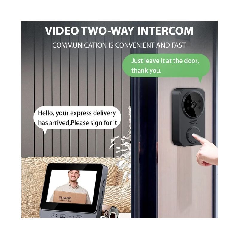 Scopri il M12 Videocitofono senza fili campanello visivo con schermo IPS 4.3'' visione cristallina installazione wireless semplice per sicurezza migliorata e protezione della privacy