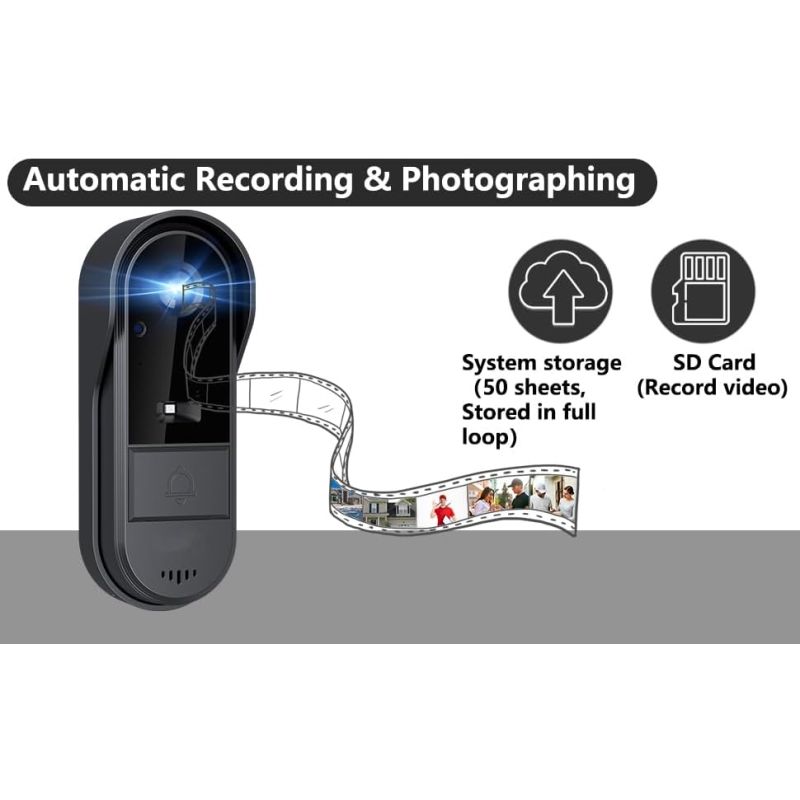 Videocitofono wireless campanello video sicurezza domestica con schermo monitor 43 pollici visione notturna audio bidirezionale installazione facile senza abbonamento WiFi design durevole