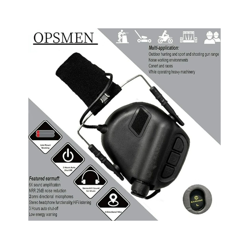 EARMOR M31 MOD4 Cuffie Elettroniche per Caccia all'Aperto Soppressione Rumore e Amplificazione Suono Design Durevole Cuscino Auricolare Confortevole Sicurezza Udito