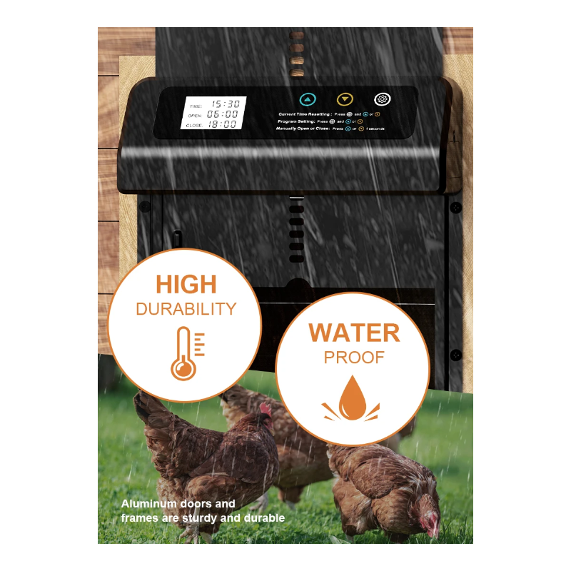 Apriporta Automatica Pollaio Timer Integrato con Costruzione Durevole Innovazioni Cura Polli Essenziale Vita da Fattoria Componenti Acciaio Inossidabile Accessori Pollaio Alluminio
