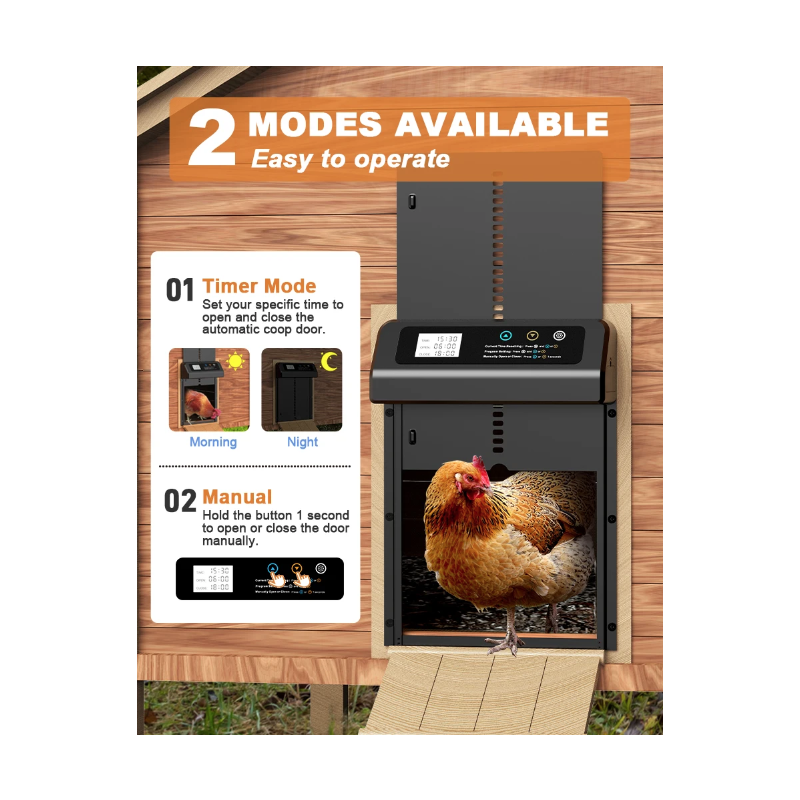 Apriporta Automatica Pollaio Timer Integrato con Costruzione Durevole Innovazioni Cura Polli Essenziale Vita da Fattoria Componenti Acciaio Inossidabile Accessori Pollaio Alluminio