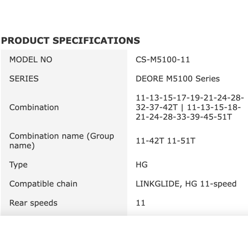 Shimano Deore CS-M5100 11 Velocità Cassetta 11-51T per MTB Prestazioni e Precisione con Cambio HYPERGLIDE Ideale per Trail Salite e Discese Accessori per Ciclismo Mountain Bike
