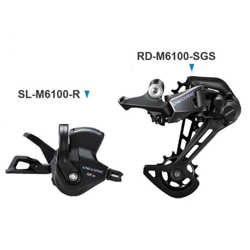Gruppo Shimano Deore M6100 12 velocità cambio preciso con leva cambio SL M6100 e deragliatore RD M6100 SGS Rapidfire Plus per ciclismo su terreni misti e prestazioni elevate