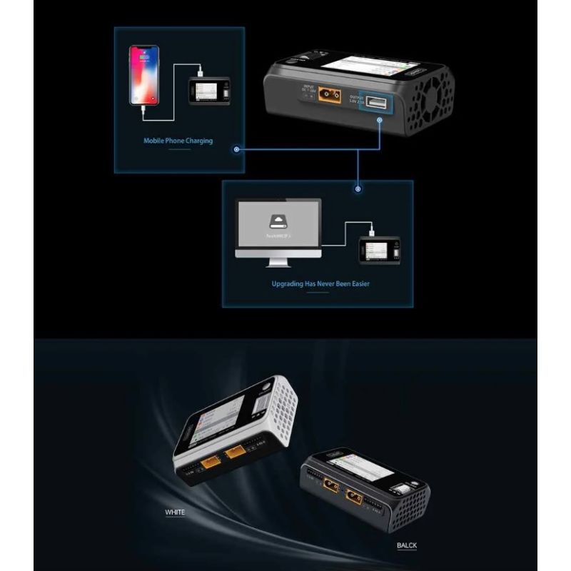 ToolkitRC M6D Caricabatterie Intelligente 500W 15A Doppio Canale per LiPo LiHV LiFe RC Volo Elettrico Ricarica Veloce per Droni Modellismo Dispositivi Radiocomandati Alta Potenza
