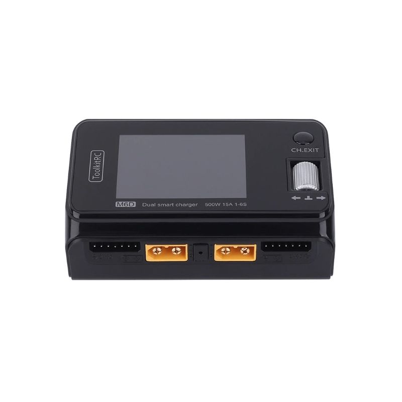 ToolkitRC M6D Caricabatterie Intelligente 500W 15A Doppio Canale per LiPo LiHV LiFe RC Volo Elettrico Ricarica Veloce per Droni Modellismo Dispositivi Radiocomandati Alta Potenza