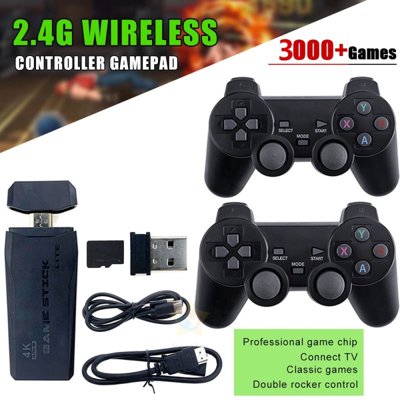 Console per Videogiochi 2.4G con doppio controller wireless e Game Stick 4K 10000 giochi da PS1 a GBA regalo di Natale ideale per nostalgia dei videogiochi in 64GB di divertimento retrò