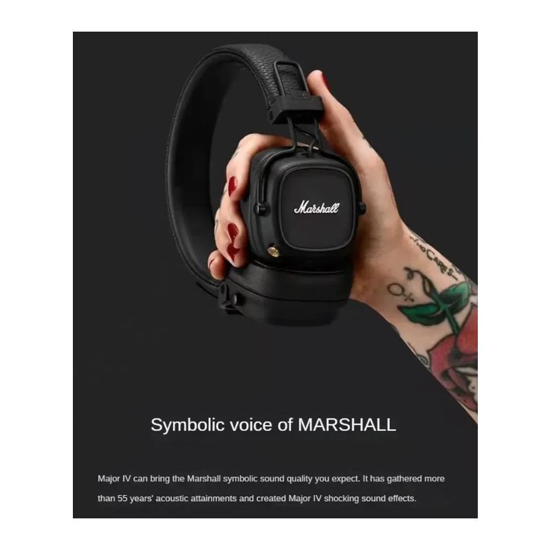 Cuffie Bluetooth Marshall Major IV suono caratteristico bassi potenti ricarica wireless cuffie eleganti design durevole comfort ergonomico per appassionati di musica esperienza audio premium