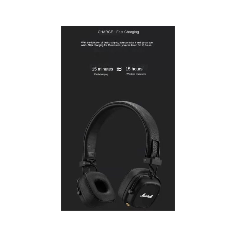 Cuffie Bluetooth Marshall Major IV suono caratteristico bassi potenti ricarica wireless cuffie eleganti design durevole comfort ergonomico per appassionati di musica esperienza audio premium