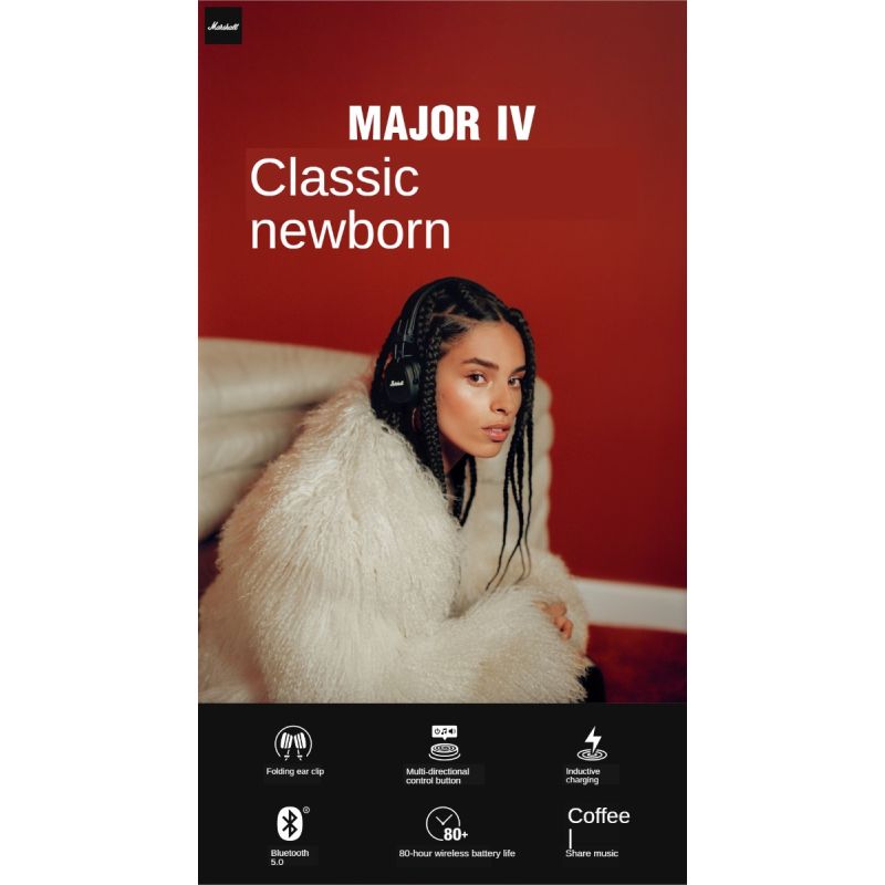 Cuffie Bluetooth wireless Major III MARSHALL design pieghevole bassi profondi ideale per musica gaming e sport con Bluetooth 5.0 e microfono integrato per audio immersivo