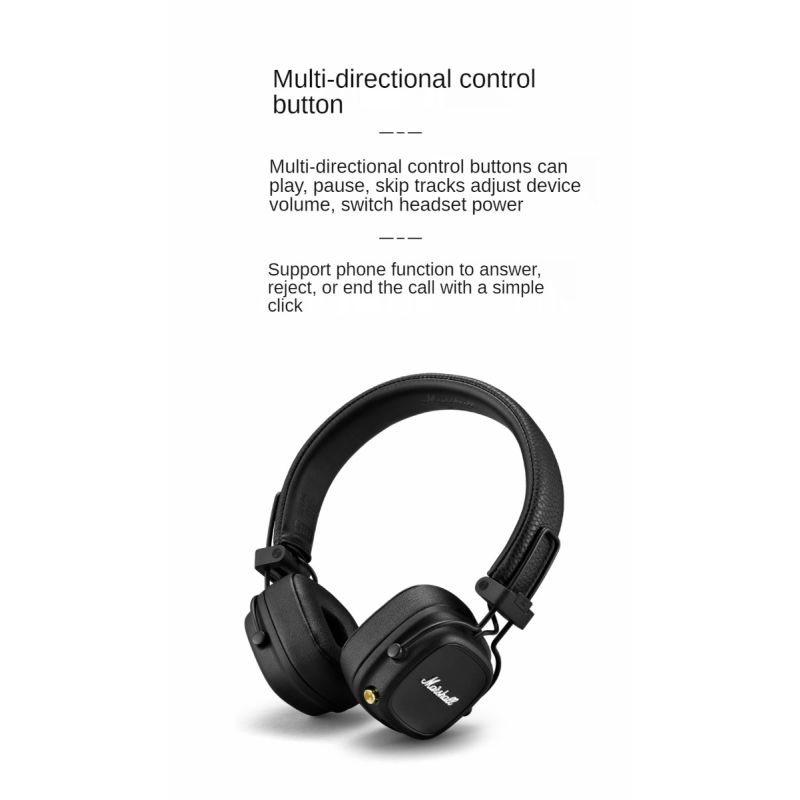 Cuffie Bluetooth wireless Major III MARSHALL design pieghevole bassi profondi ideale per musica gaming e sport con Bluetooth 5.0 e microfono integrato per audio immersivo