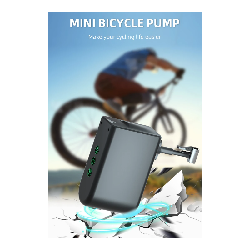 Mini Pompa di Aria Elettrica Portatile HT09mini Pompa Compatta per Biciclette con Sensore di Pressione Alta Precisione Gonfiatore per Pneumatici Ricaricabile Ideale per Ciclisti