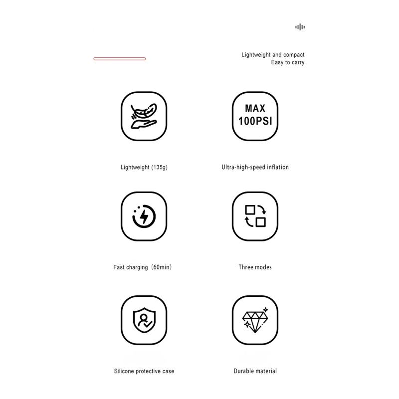 Mini Pompa di Aria Elettrica Portatile HT09mini Pompa Compatta per Biciclette con Sensore di Pressione Alta Precisione Gonfiatore per Pneumatici Ricaricabile Ideale per Ciclisti