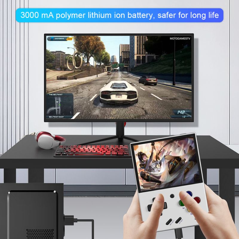 Console di Gioco Portatile MIYOO Mini Plus Display IPS 3.5 pollici Videogiochi Classici Sistema Linux Gaming Nostalgico Console Compatta per il Retro Gaming On the Go