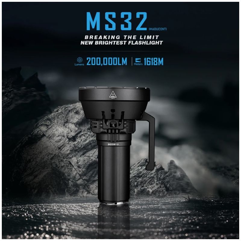 Torcia LED ad alta potenza IMALENT MS32 200000 lumen per illuminazione esterna con distanza del raggio incredibile e costruzione robusta in alluminio aeronautico per esplorazioni e sicurezza