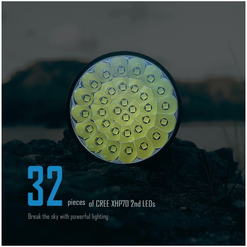 Torcia LED ad alta potenza IMALENT MS32 200000 lumen per illuminazione esterna con distanza del raggio incredibile e costruzione robusta in alluminio aeronautico per esplorazioni e sicurezza