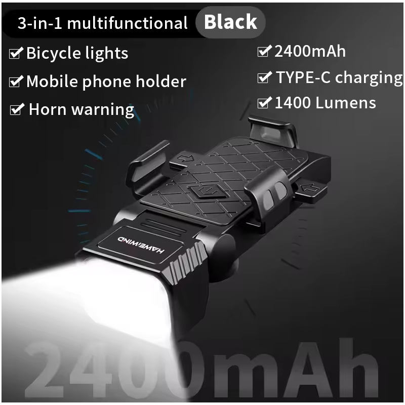 Luce Anteriore Bici con Clacson e Porta Telefono: Kit Multifunzione per Ciclismo Sicuro