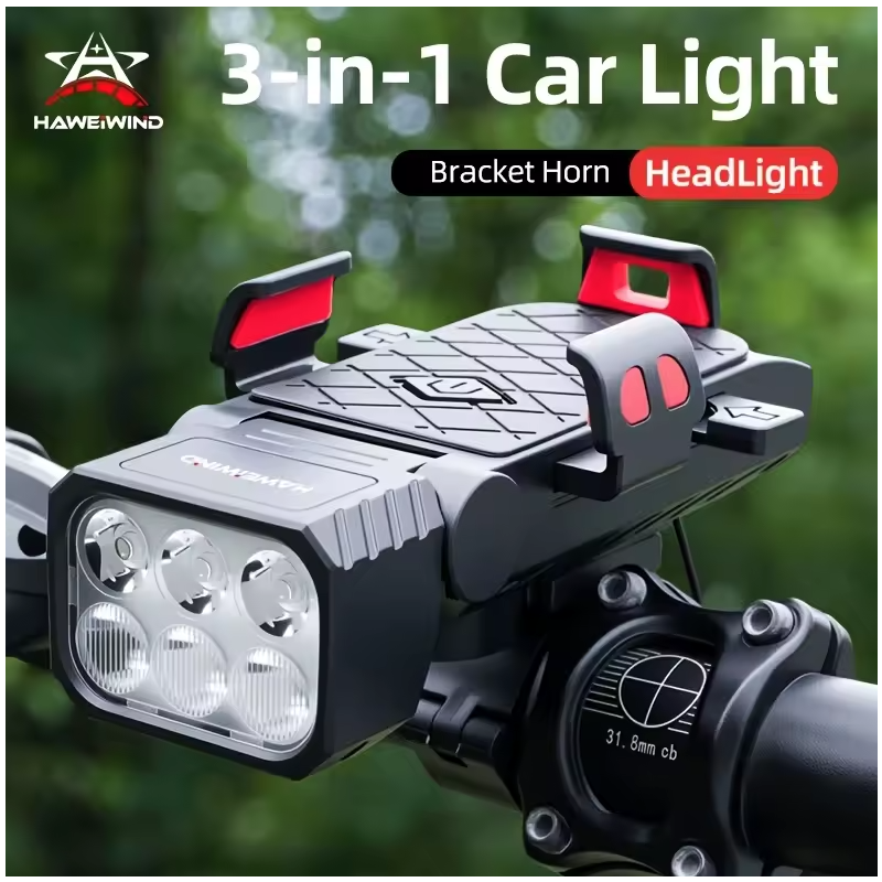 Luce Anteriore Bici con Clacson e Porta Telefono: Kit Multifunzione per Ciclismo Sicuro