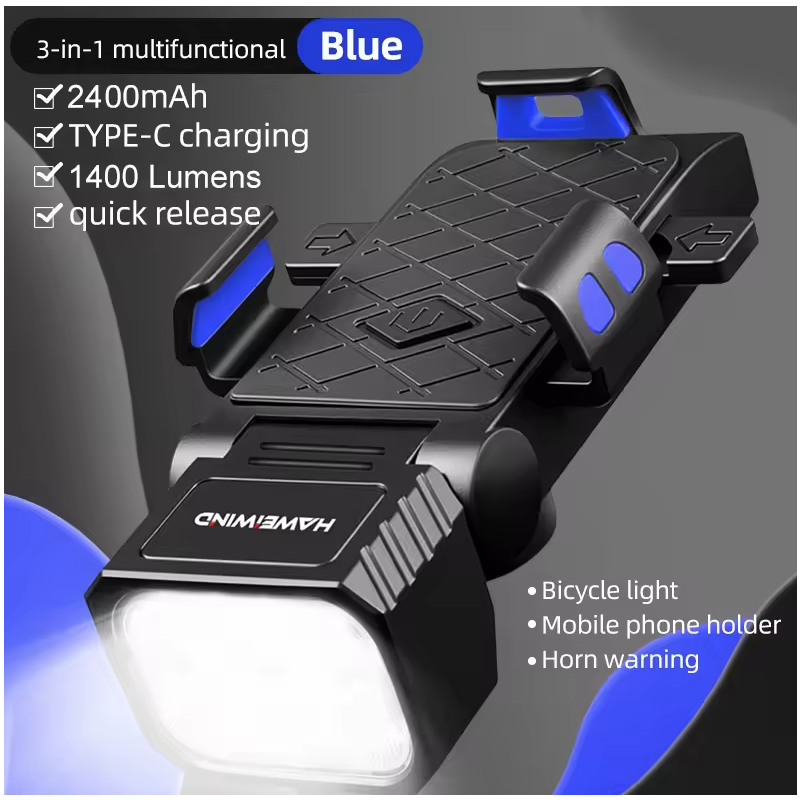 Luce Anteriore Bici con Clacson e Porta Telefono: Kit Multifunzione per Ciclismo Sicuro