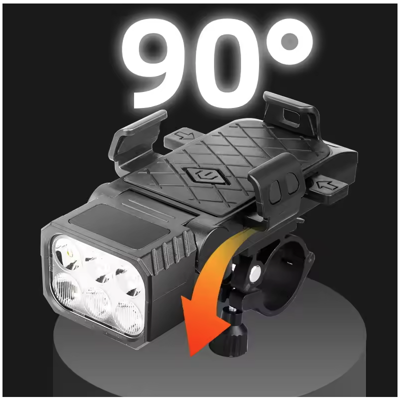 Luce Anteriore Bici con Clacson e Porta Telefono: Kit Multifunzione per Ciclismo Sicuro