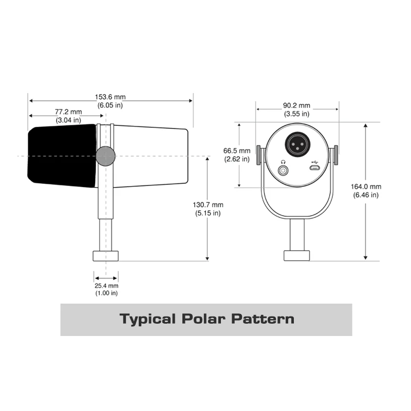 Microfono Dinamico Professionale MV7 per Podcast Registrazione Vocale Microfono Cardioide per Smartphone e Computer Suono di Alta Qualità Chiarezza Audio Design Elegante