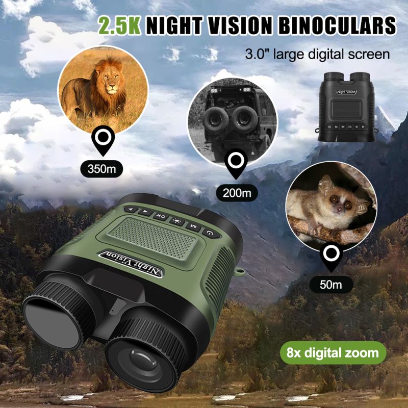 Binocolo DT29 Visione Notturna Infrarossi 850nm 1080P HD Zoom Digitale 8X per Osservazione Fauna Selvatica e Visione delle Stelle Perfetto per Attrezzatura Outdoor