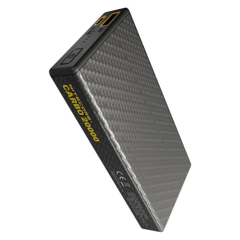 NITECORE CARBO 20000 Power Bank Mobile Fibra di Carbonio Leggero Ricarica Rapida PD QC 20W Impermeabile IPX5 Energie d'Emergenza Avventura 20000mAh