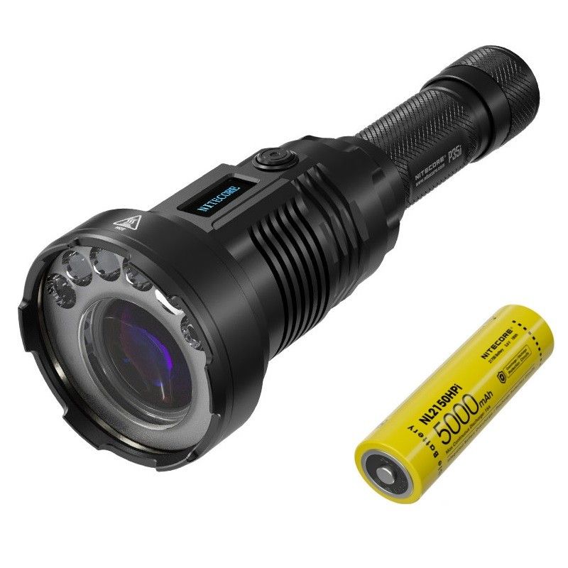 Torcia LED Ricaricabile NITECORE P35i 3000 Lumen Ultra Lungo Raggio per Esplorazione Avanzata Lega di Alluminio Aeronautico Display OLED per Outdoor e Uso Tattico Autonomia Elevata