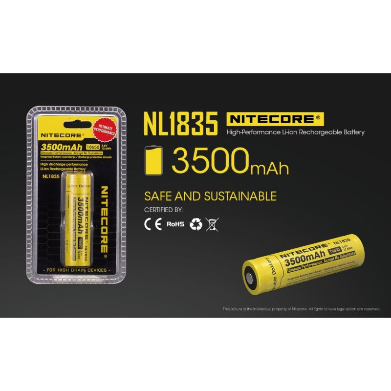 Nitecore 18650 NL1835 3500mAh Batteria ricaricabile Li-ion Lunga durata e prestazioni affidabili Design compatto ideale per elettronica di consumo e acquisti online