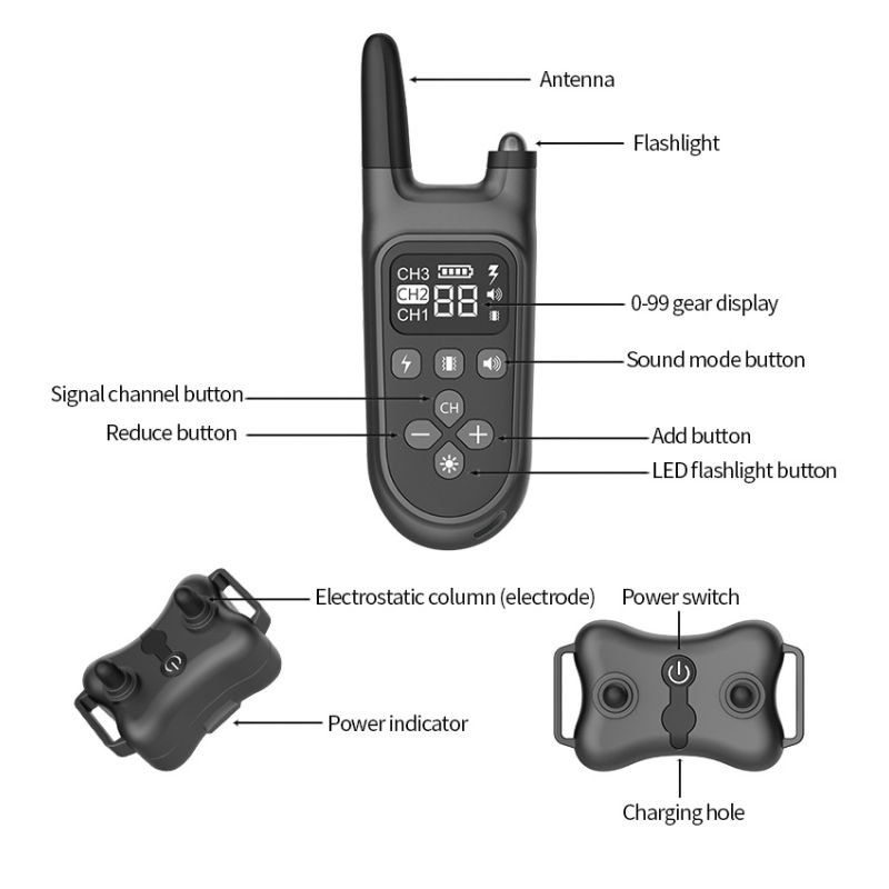 Collare d'Addestramento per Cani Impermeabile Ricaricabile con Display LCD e Telecomando Ideale per Addestramento All'aperto e Correzione Comportamento Canino Sicuro per Tutte le Taglie 800m