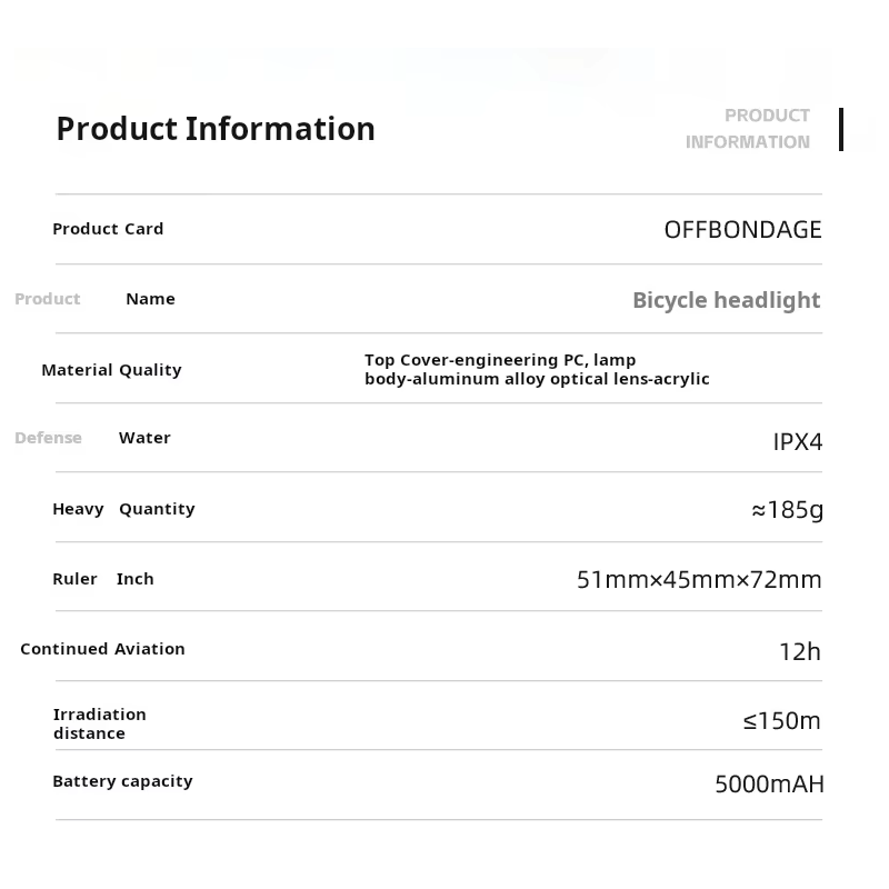 Luce Bici Anteriore OFF-N5 1000 Lumen USB Ricaricabile IPX4 Faro Bici MTB Strada, Alta Visibilità e Sicurezza