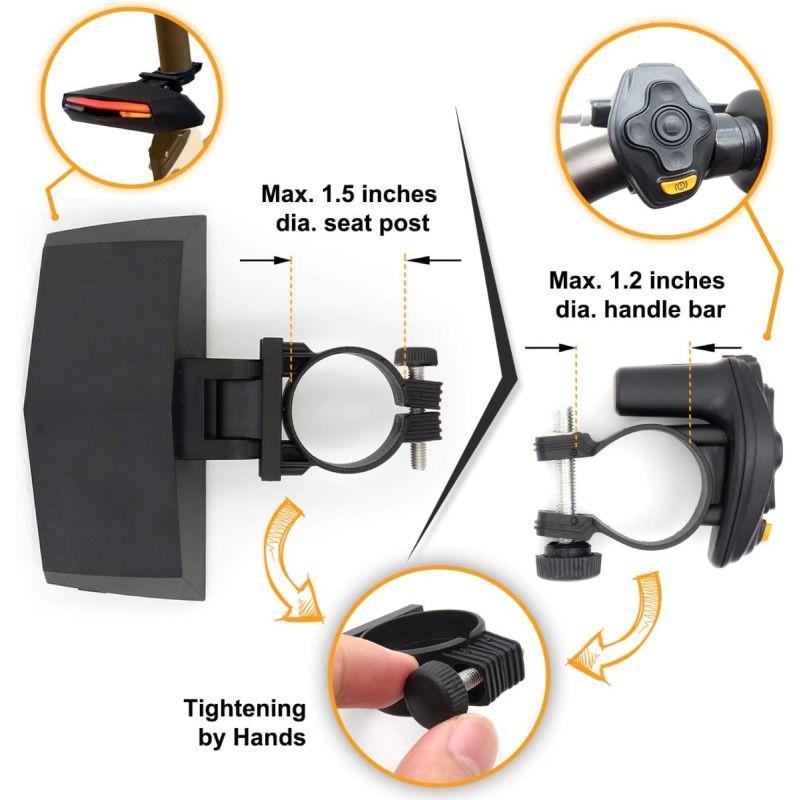Ampulla C1 Fanale Posteriore Bici LED Ricaricabile, Telecomando Bici. Indicatori, Proiettore Corsia, Sicurezza Ciclismo.