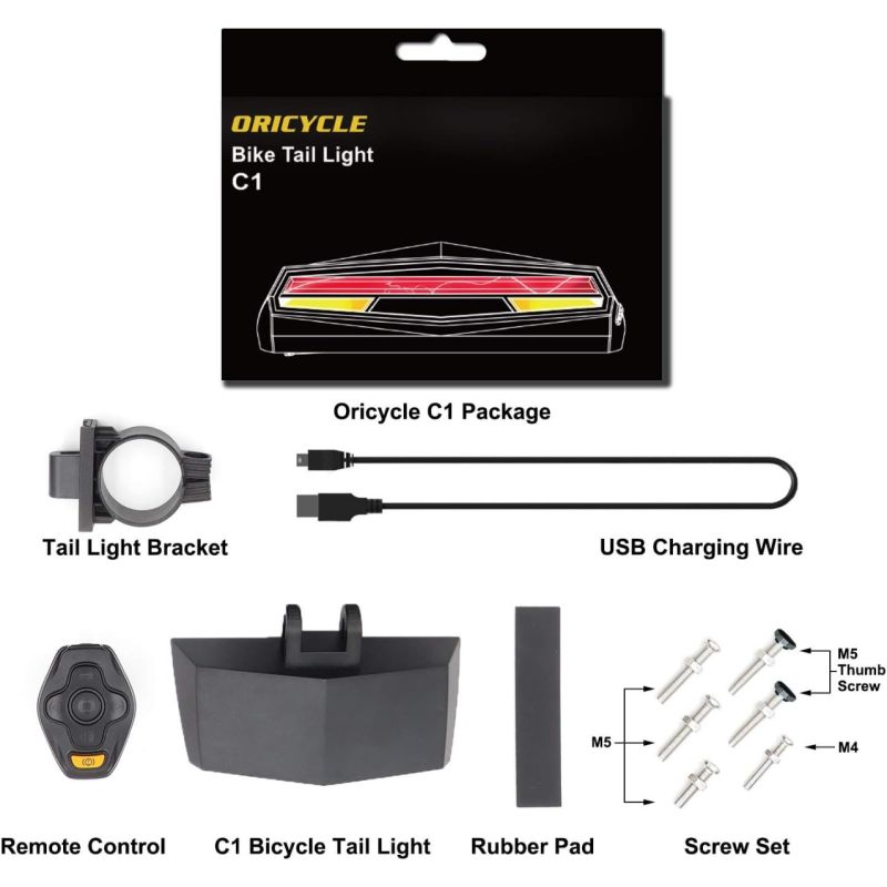 Ampulla C1 Fanale Posteriore Bici LED Ricaricabile, Telecomando Bici. Indicatori, Proiettore Corsia, Sicurezza Ciclismo.